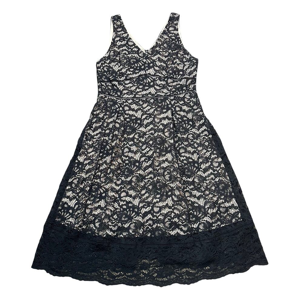 Suite Alice Black Floral Lace V Neck Sleeveless Dress NEW